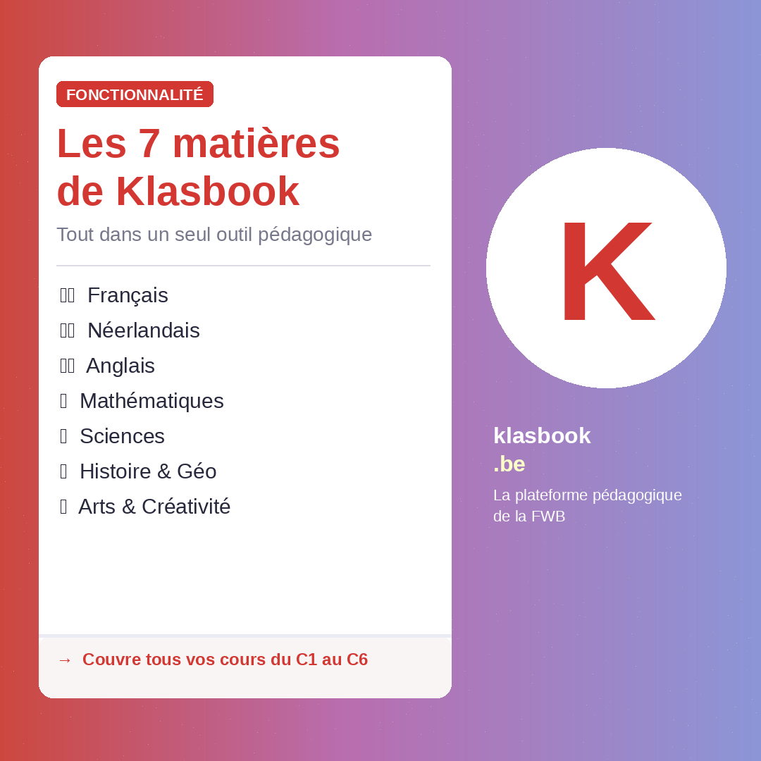 Génération d'exercices par matière, conformes aux référentiels FWB